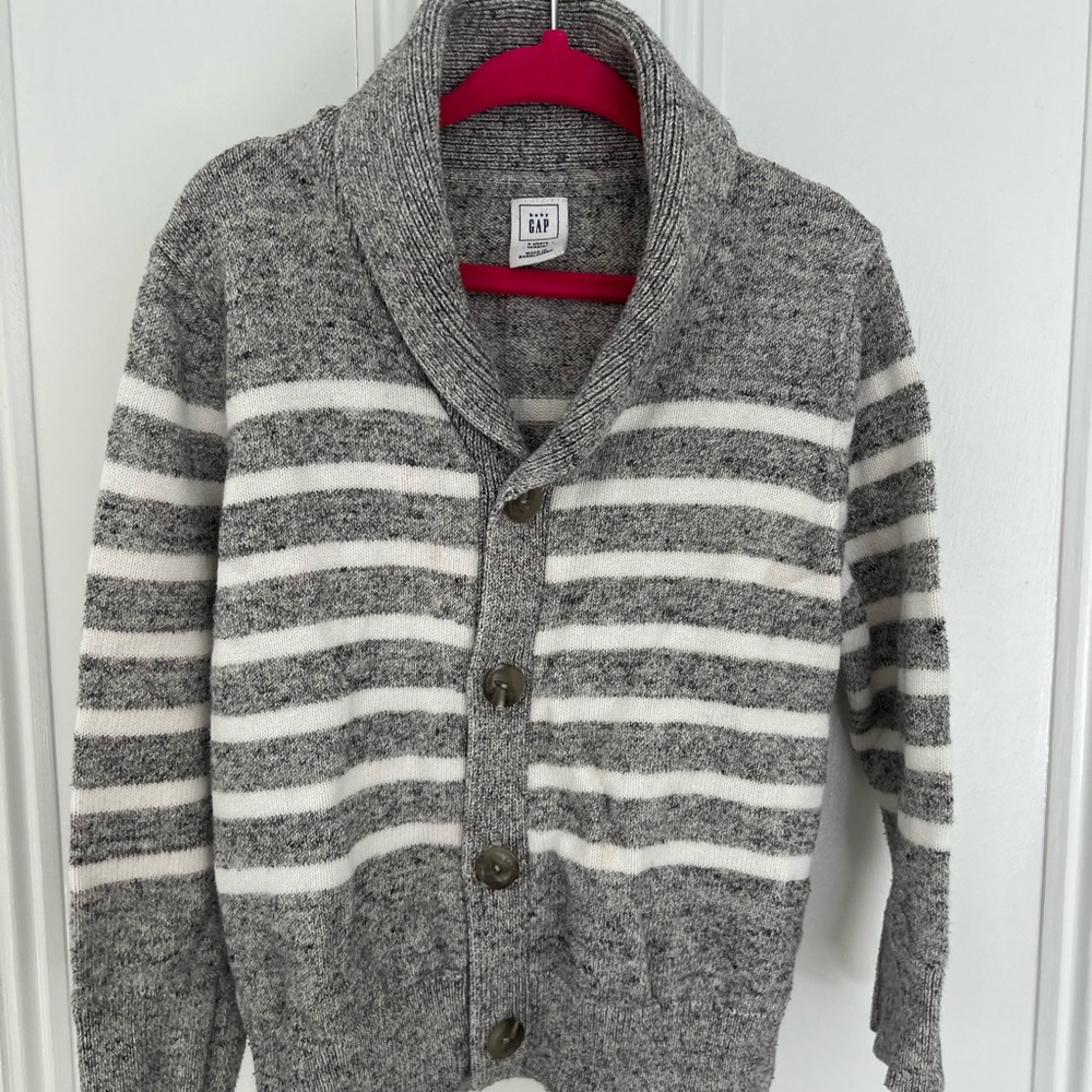Cotton shawl-neck sweater in cotton/poly blend, 4years